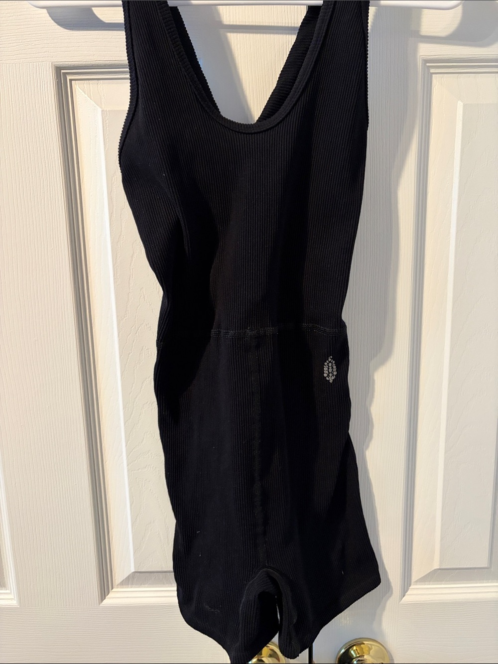 FP Movement by Free People Black Ribbed Jumpsuit Romper